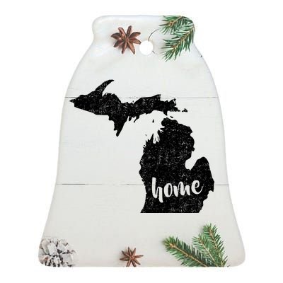 Michigan Home State Ceramic Bell Ornament