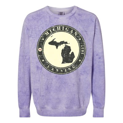 Michigan Lansing Retro Colorblast Crewneck Sweatshirt