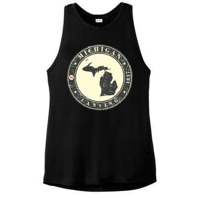 Michigan Lansing Retro Ladies PosiCharge Tri-Blend Wicking Tank