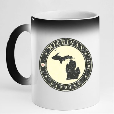 Michigan Lansing Retro 11oz Black Color Changing Mug