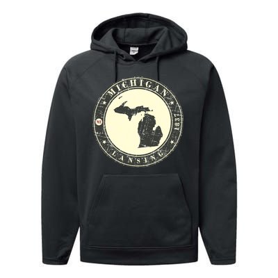 Michigan Lansing Retro Performance Fleece Hoodie