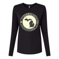 Michigan Lansing Retro Womens Cotton Relaxed Long Sleeve T-Shirt