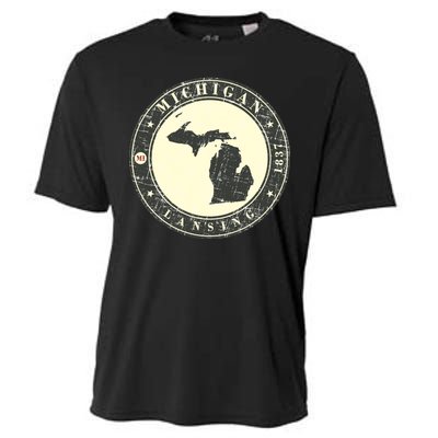 Michigan Lansing Retro Cooling Performance Crew T-Shirt