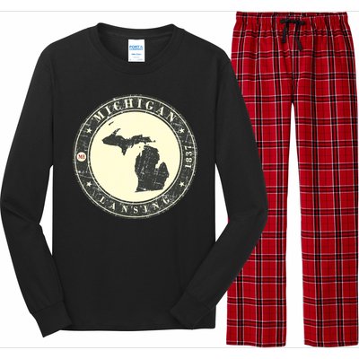 Michigan Lansing Retro Long Sleeve Pajama Set