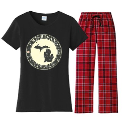 Michigan Lansing Retro Women's Flannel Pajama Set