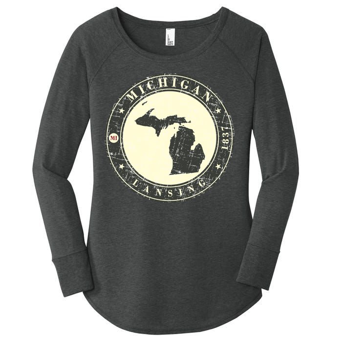 Michigan Lansing Retro Women's Perfect Tri Tunic Long Sleeve Shirt