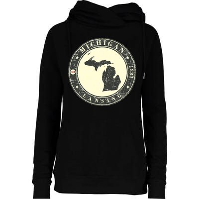 Michigan Lansing Retro Womens Funnel Neck Pullover Hood