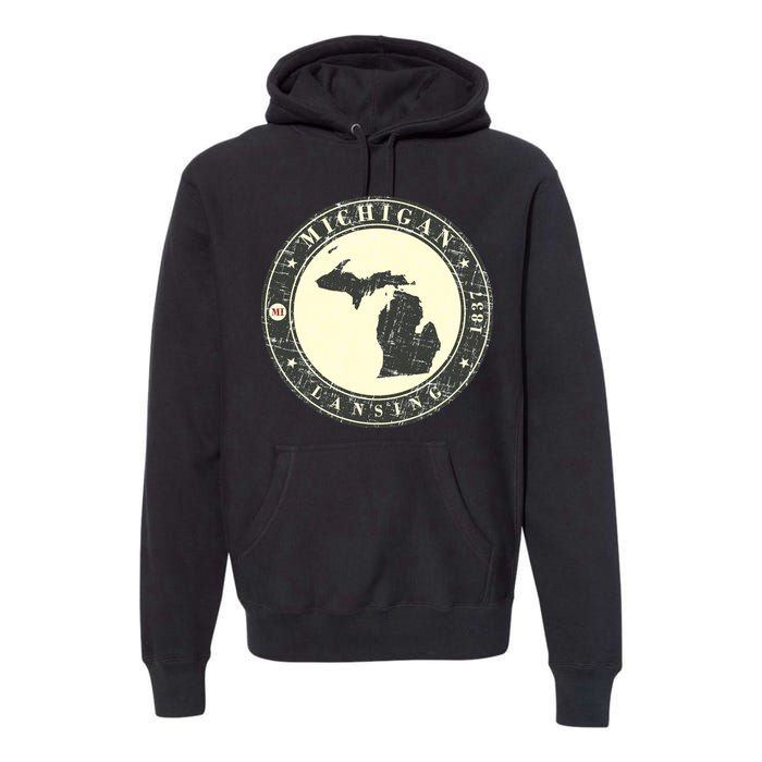 Michigan Lansing Retro Premium Hoodie