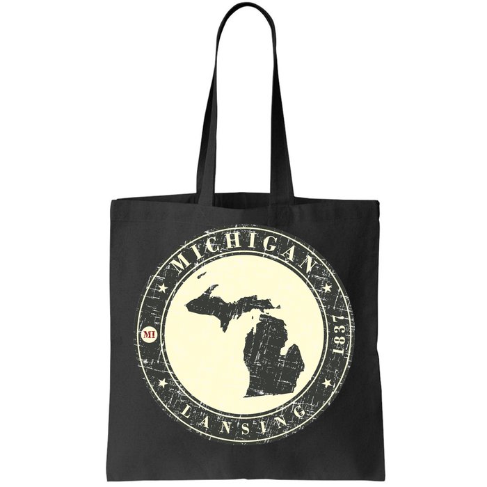 Michigan Lansing Retro Tote Bag