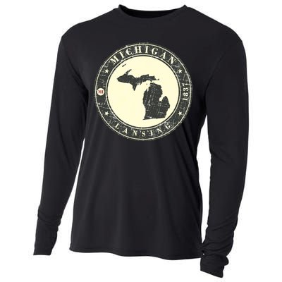 Michigan Lansing Retro Cooling Performance Long Sleeve Crew