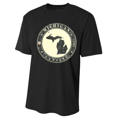 Michigan Lansing Retro Performance Sprint T-Shirt