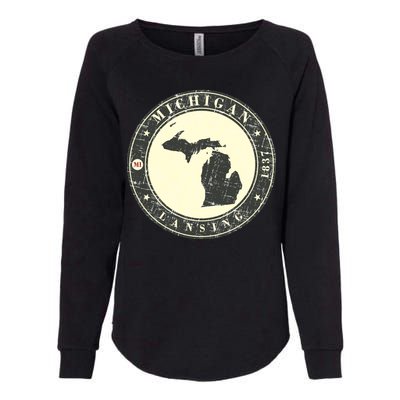 Michigan Lansing Retro Womens California Wash Sweatshirt