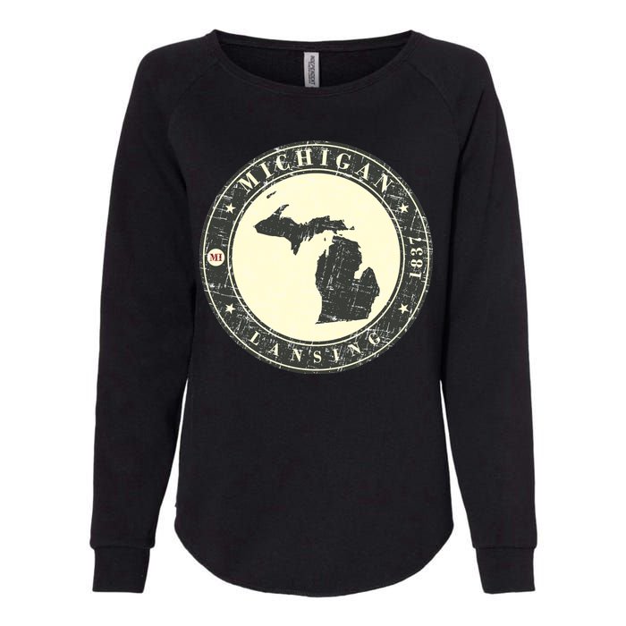 Michigan Lansing Retro Womens California Wash Sweatshirt