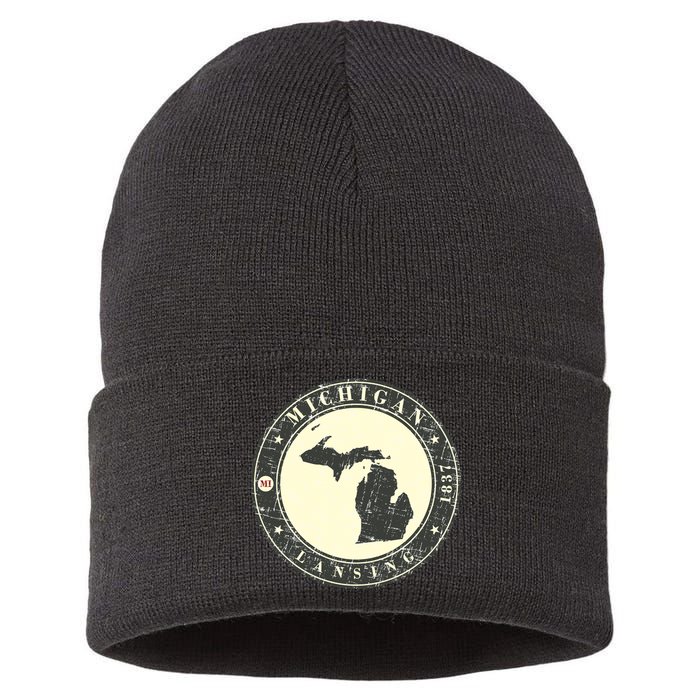 Michigan Lansing Retro Sustainable Knit Beanie