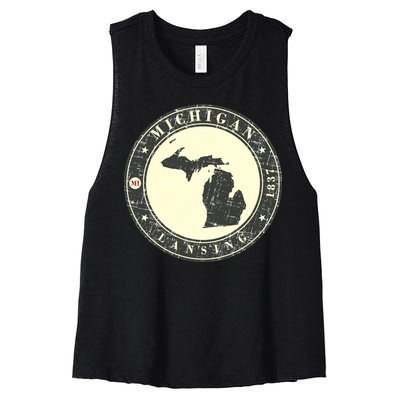 Michigan Lansing Retro Women's Racerback Cropped Tank