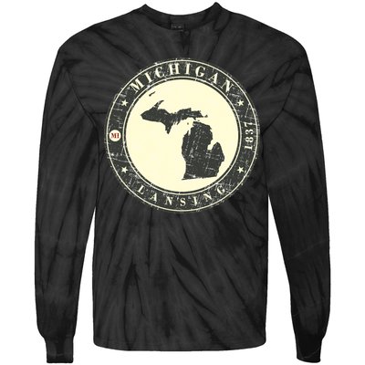 Michigan Lansing Retro Tie-Dye Long Sleeve Shirt