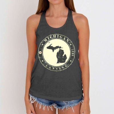 Michigan Lansing Retro Women's Knotted Racerback Tank