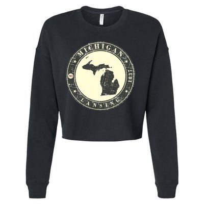 Michigan Lansing Retro Cropped Pullover Crew