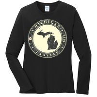 Michigan Lansing Retro Ladies Long Sleeve Shirt