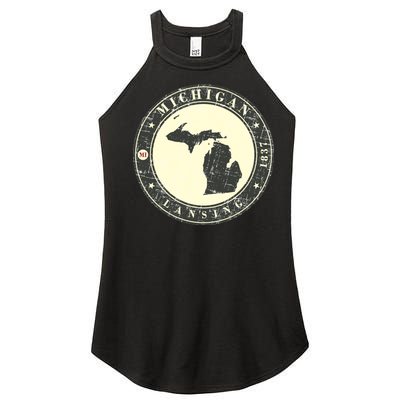 Michigan Lansing Retro Women's Perfect Tri Rocker Tank