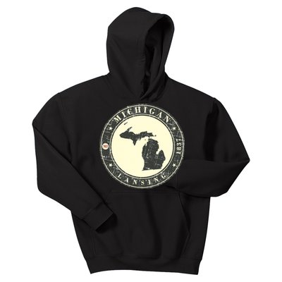 Michigan Lansing Retro Kids Hoodie