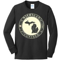 Michigan Lansing Retro Kids Long Sleeve Shirt