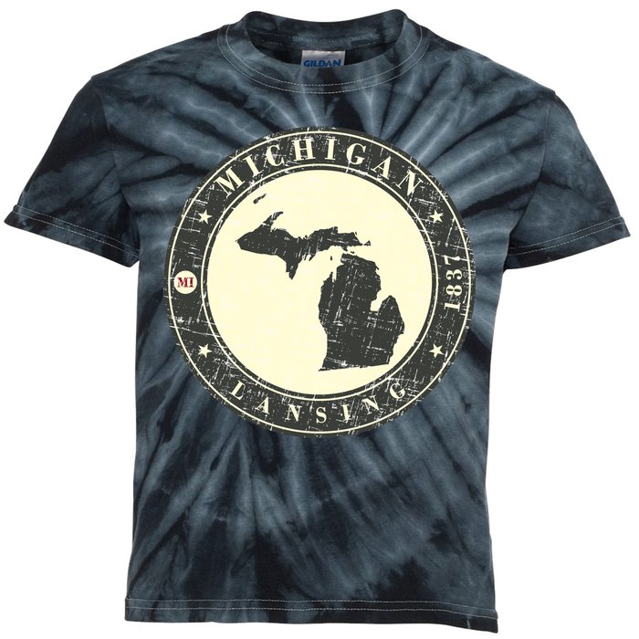 Michigan Lansing Retro Kids Tie-Dye T-Shirt