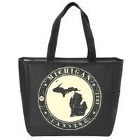 Michigan Lansing Retro Zip Tote Bag