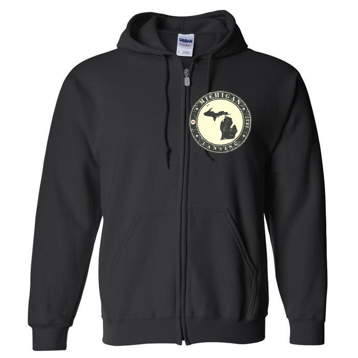 Michigan Lansing Retro Full Zip Hoodie