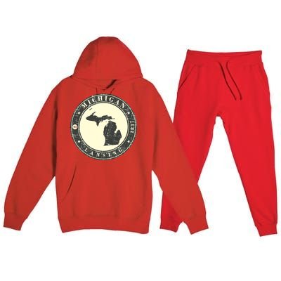 Michigan Lansing Retro Premium Hooded Sweatsuit Set