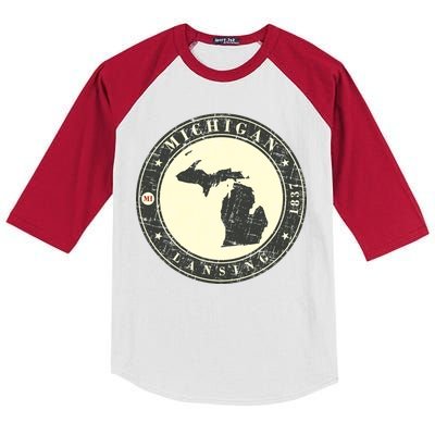 Michigan Lansing Retro Kids Colorblock Raglan Jersey