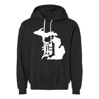 Michigan Mitten Old English D Detroit Garment-Dyed Fleece Hoodie