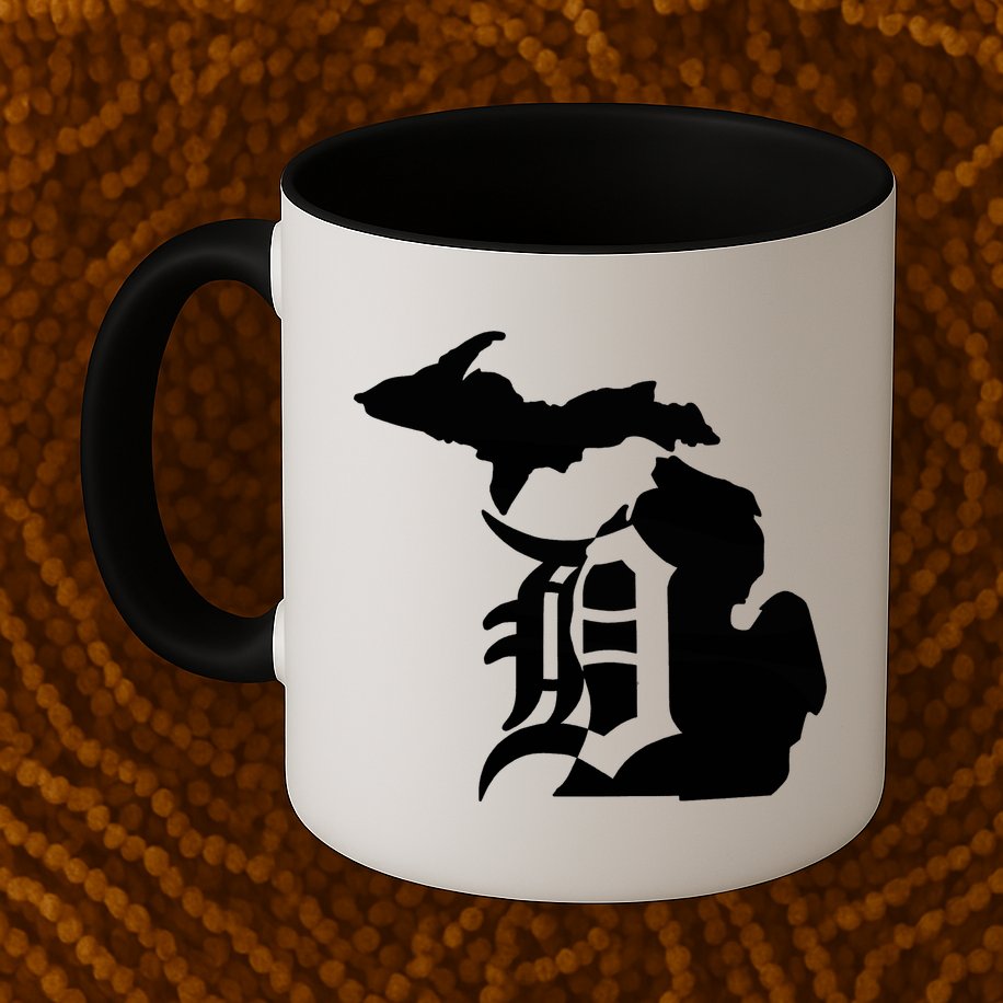 Michigan Mitten Old English D Detroit Mug