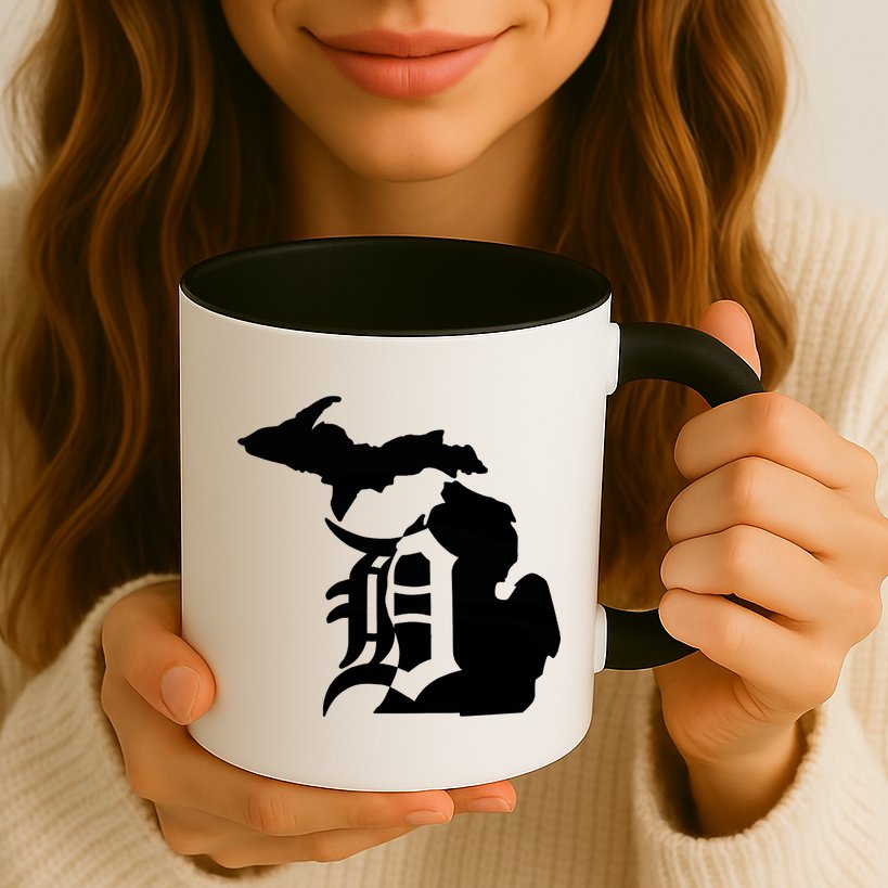 Michigan Mitten Old English D Detroit Mug