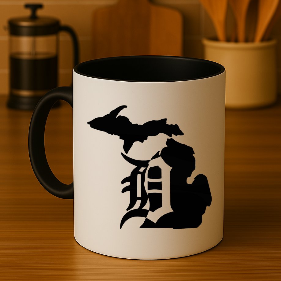 Michigan Mitten Old English D Detroit Mug