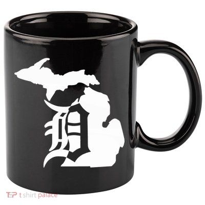 Michigan Mitten Old English D Detroit 11oz C Handle Ceramic Mug