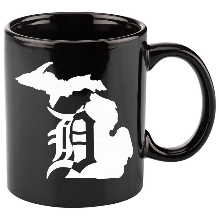 Michigan Mitten Old English D Detroit 11oz C Handle Ceramic Mug