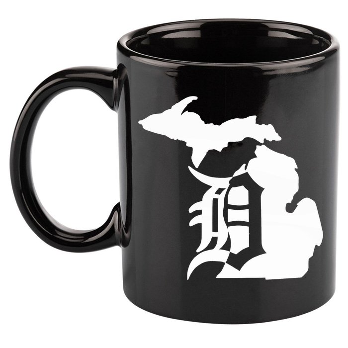 Michigan Mitten Old English D Detroit 11oz C Handle Ceramic Mug