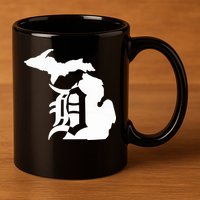 Michigan Mitten Old English D Detroit 11oz C Handle Ceramic Mug