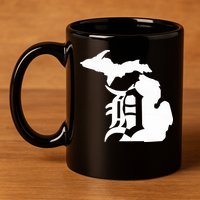 Michigan Mitten Old English D Detroit 11oz C Handle Ceramic Mug