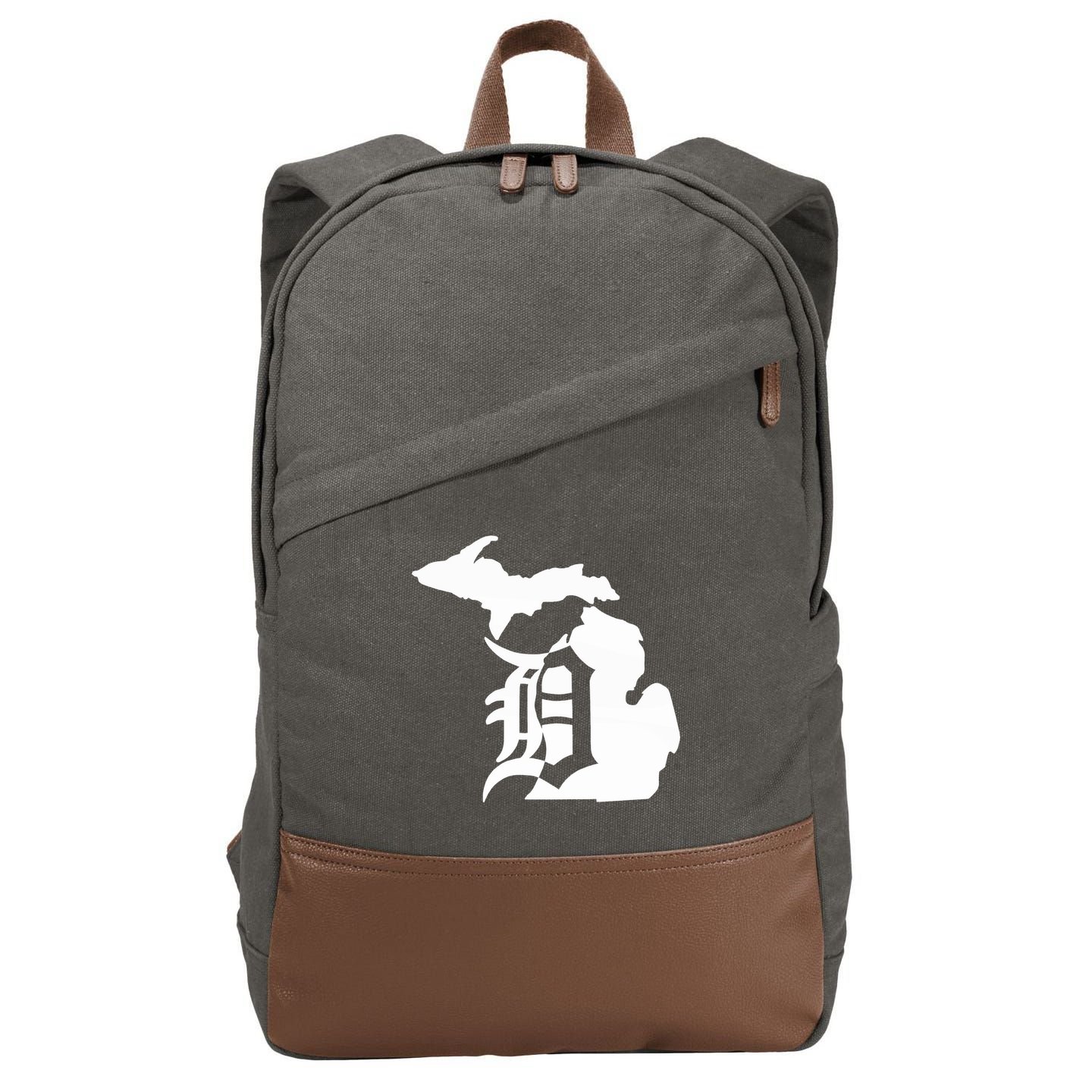 Michigan Mitten Old English D Detroit Cotton Canvas Backpack