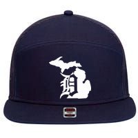 Michigan Mitten Old English D Detroit 7 Panel Mesh Trucker Snapback Hat