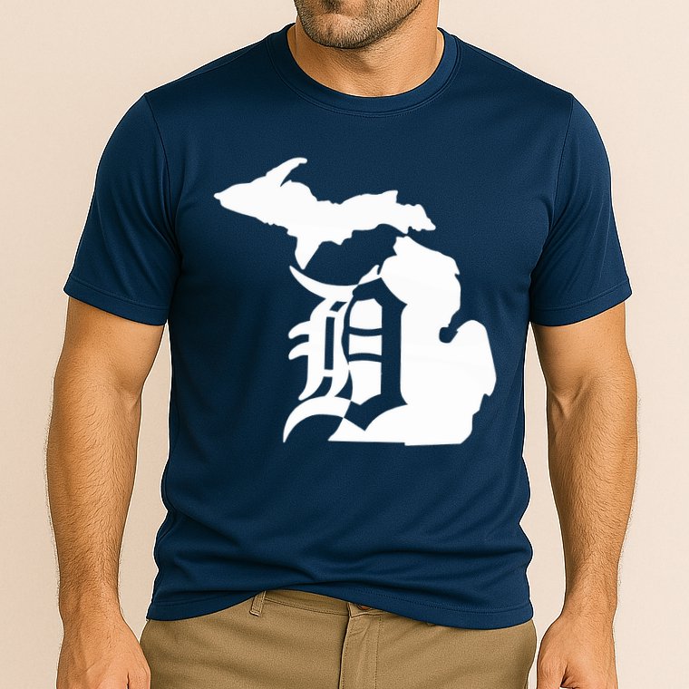 Michigan Mitten Old English D Detroit Cooling Performance Crew T-Shirt