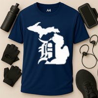 Michigan Mitten Old English D Detroit Cooling Performance Crew T-Shirt