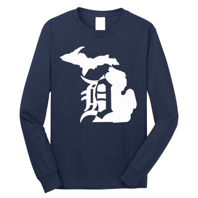 Michigan Mitten Old English D Detroit Long Sleeve Shirt