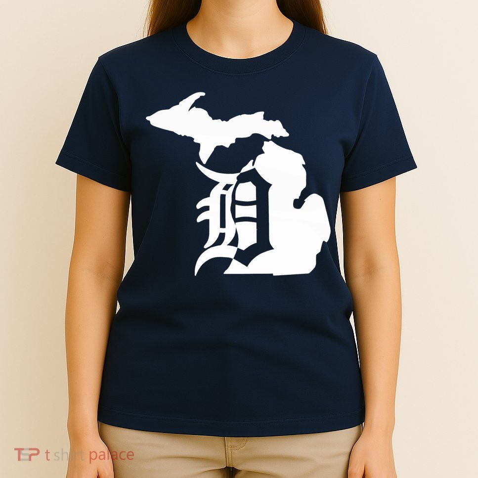 Michigan Mitten Old English D Detroit T-Shirt