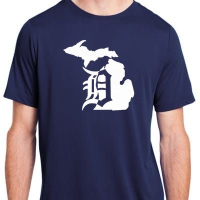 Michigan Mitten Old English D Detroit Adult ChromaSoft Performance T-Shirt