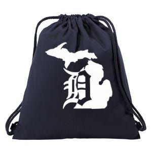 Michigan Mitten Old English D Detroit Drawstring Bag