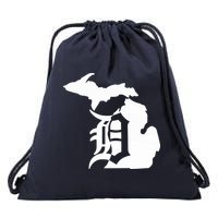 Michigan Mitten Old English D Detroit Drawstring Bag