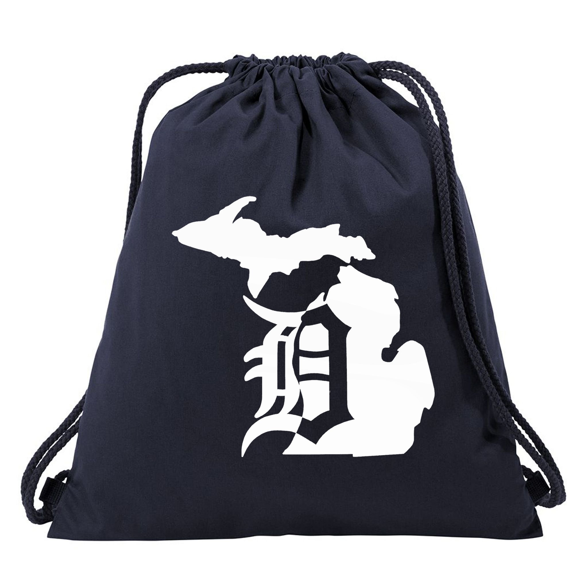 Michigan Mitten Old English D Detroit Drawstring Bag